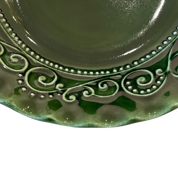 (4) Maioliche Jessica Made in Italy Pasta Bowls 9in Ceramic Christmas Green New - Picture 12 of 13